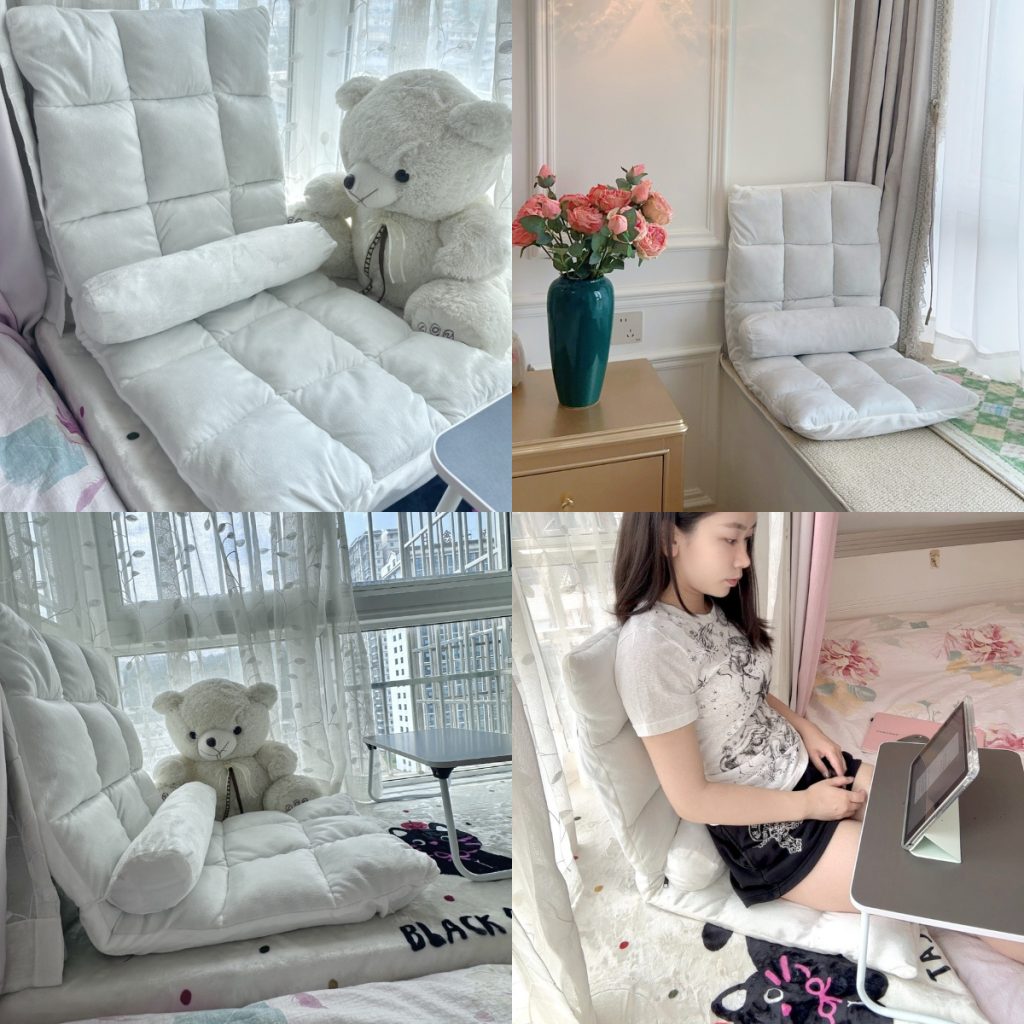 Lazy Sofa japanese chair Tatami Bed Backrest Magic Lazy Small Sofa Bedroom Floor Armchair Foldable - Grey (B-big)