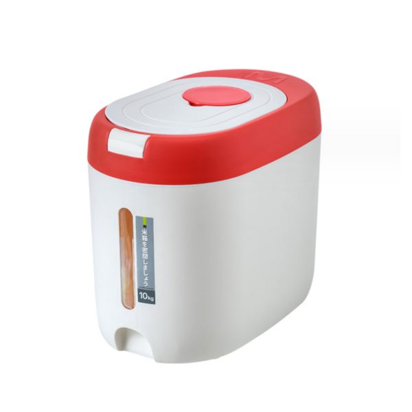 Household Kitchen Rice Dispenser 5-10KG Large Capacity Grain Bucket Storage - Red