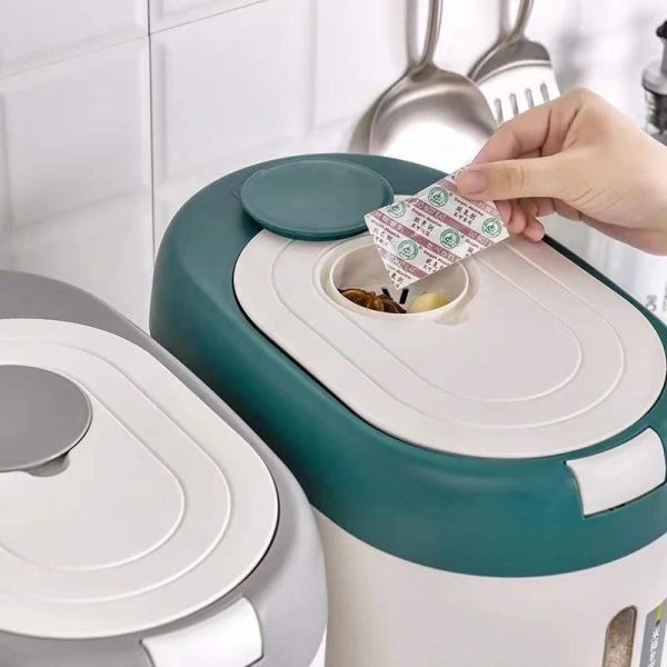 Household Kitchen Rice Dispenser 5-10KG Large Capacity Grain Bucket Storage - Red