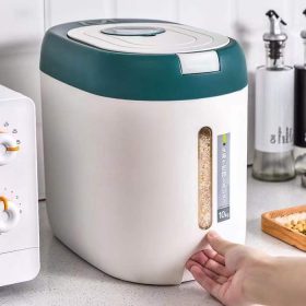 Household Kitchen Rice Dispenser 5-10KG Large Capacity Grain Bucket Storage - Red - Image 7