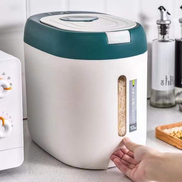 Household Kitchen Rice Dispenser 5-10KG Large Capacity Grain Bucket Storage - Red