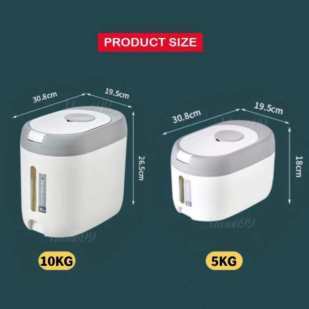 Household Kitchen Rice Dispenser 5-10KG Large Capacity Grain Bucket Storage - Red - Image 8