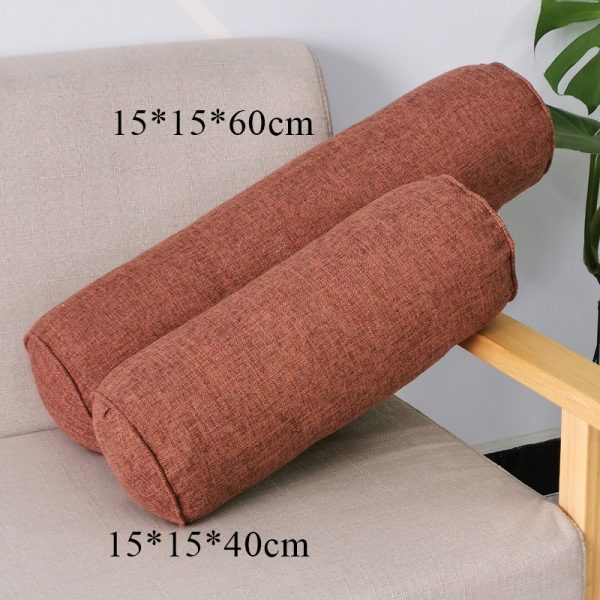 Imitation Cotton and Linen Cylindrical Cervical Pillow - Coffee