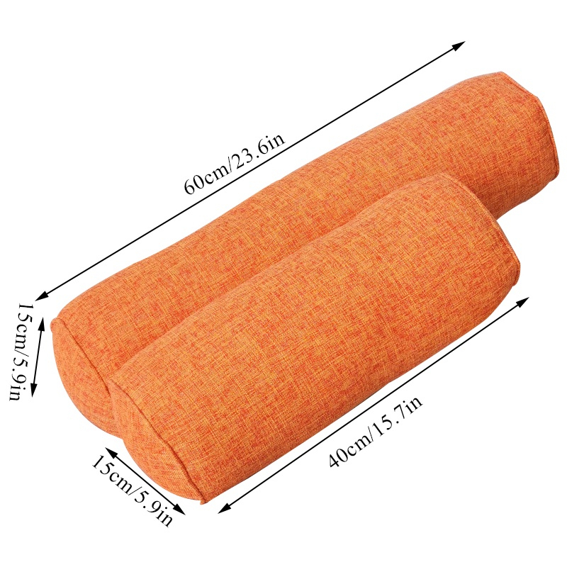 Imitation Cotton and Linen Cylindrical Cervical Pillow - Blue - Image 3