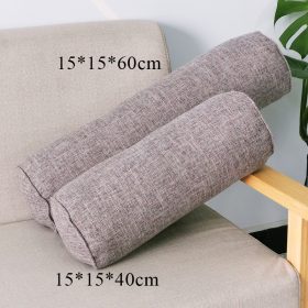 Imitation Cotton and Linen Cylindrical Cervical Pillow - Light Grey - Image 1