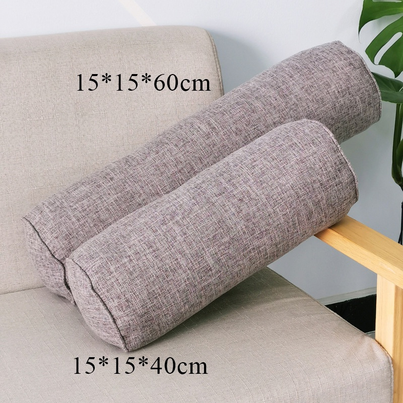 Imitation Cotton and Linen Cylindrical Cervical Pillow - Light Grey - Image 1