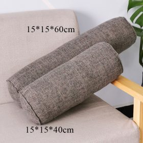 Imitation Cotton and Linen Cylindrical Cervical Pillow - Dark Grey - Image 1