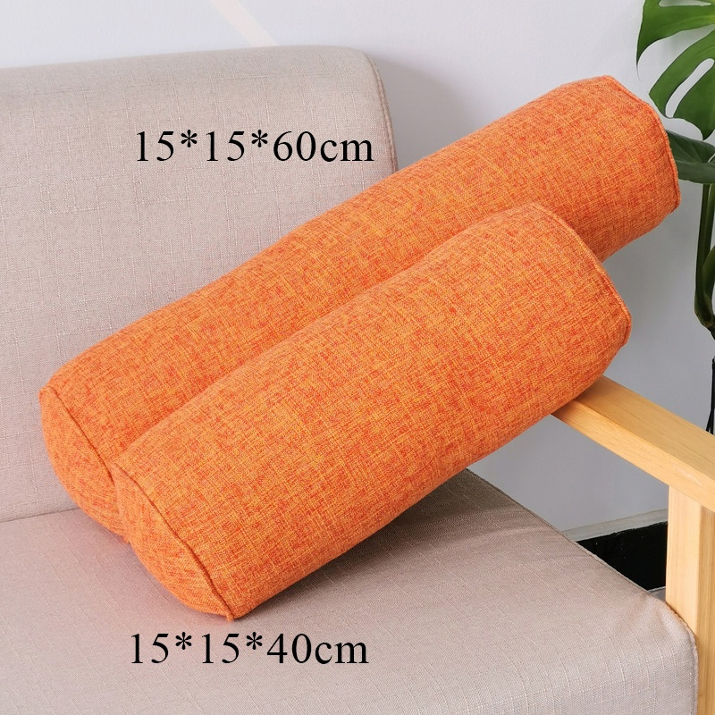 Imitation Cotton and Linen Cylindrical Cervical Pillow - Orange - Image 1