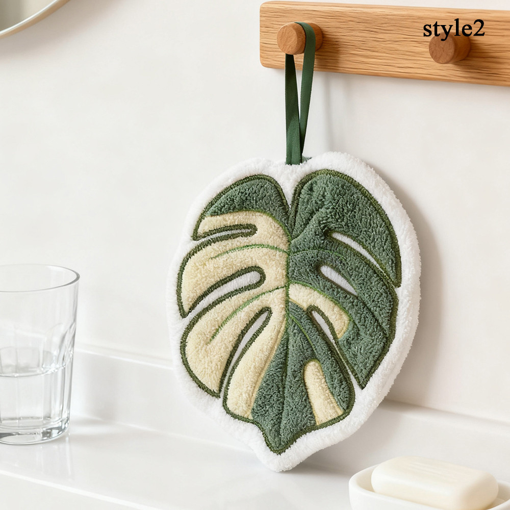 Hot Plant Style Kitchen Towel Hand Absorbent Cleaning Accessories Bathroom Thickened Hanging - Style 2 - Image 1