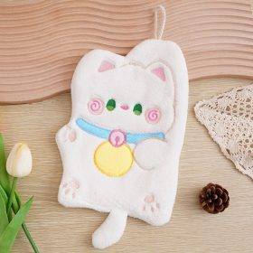 Children's Hanging Fortune Cat Hand Towel Quick Drying Toilet Cloth Cute Water Cartoon Kitchen - White