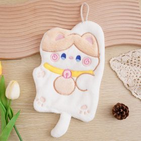 Children's Hanging Fortune Cat Hand Towel Quick Drying Toilet Cloth Cute Water Cartoon Kitchen - Yellow