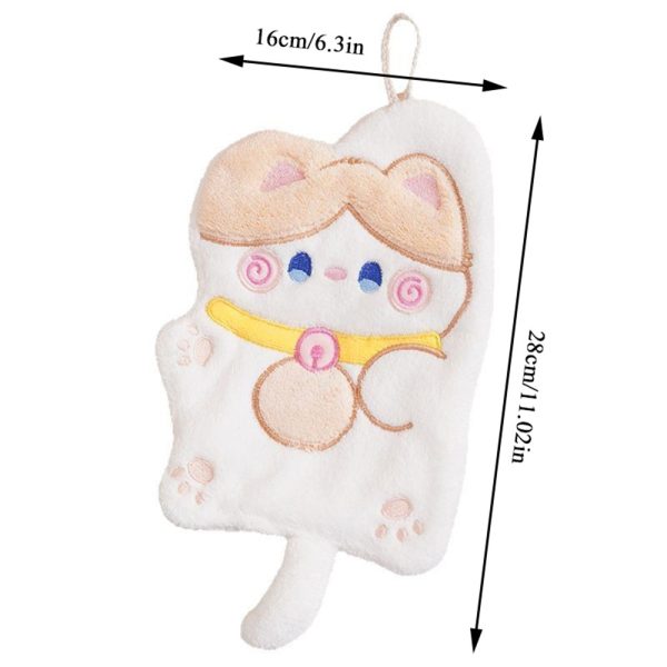 Children's Hanging Fortune Cat Hand Towel Quick Drying Toilet Cloth Cute Water Cartoon Kitchen - White