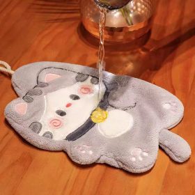 Children's Hanging Fortune Cat Hand Towel Quick Drying Toilet Cloth Cute Water Cartoon Kitchen - White - Image 11