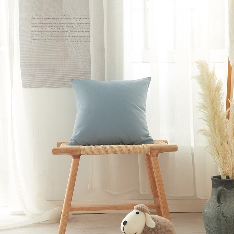 45x45cm all-match blue-gray series polyester cotton plaid pillowcase - grid - Image 2