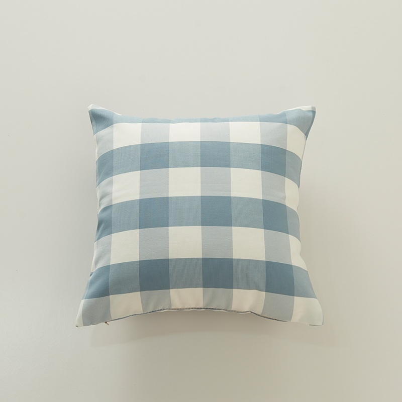 45x45cm all-match blue-gray series polyester cotton plaid pillowcase - grid - Image 1