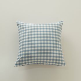 45x45cm all-match blue-gray series polyester cotton plaid pillowcase - blue - Image 1