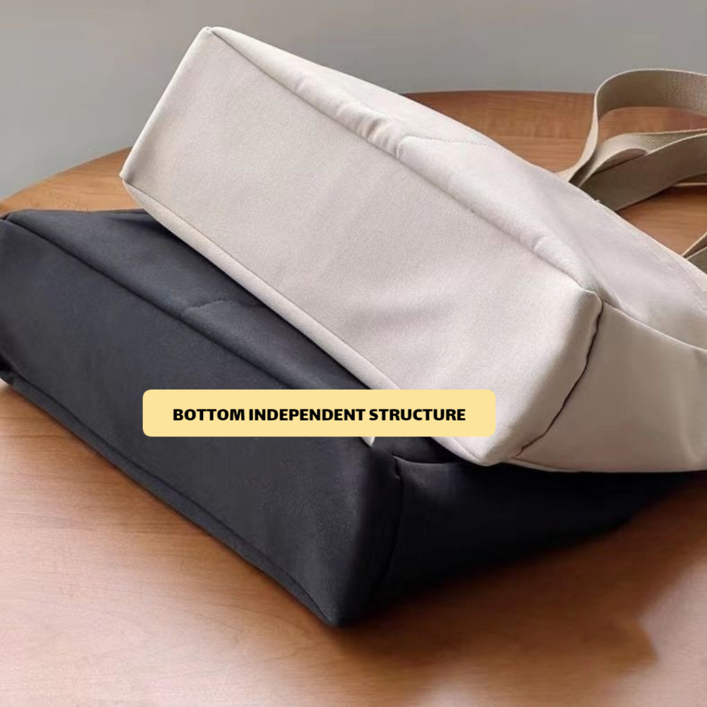 Japanese Canvas Waterproof Bag Multi-Pocket Large-Capacity Student Tote Casual Literary Woman Bag - Milk Tea - Image 7