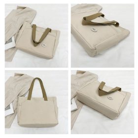 Japanese Canvas Waterproof Bag Multi-Pocket Large-Capacity Student Tote Casual Literary Woman Bag - Milk Tea - Image 6