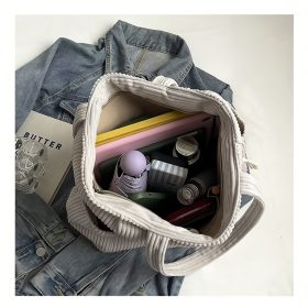 Corduroy Canvas Bag New Large-capacity Shoulder Bag Students Hand school bag Women Shopping Leisure Tote Bag - Ginger Yellow - Image 2