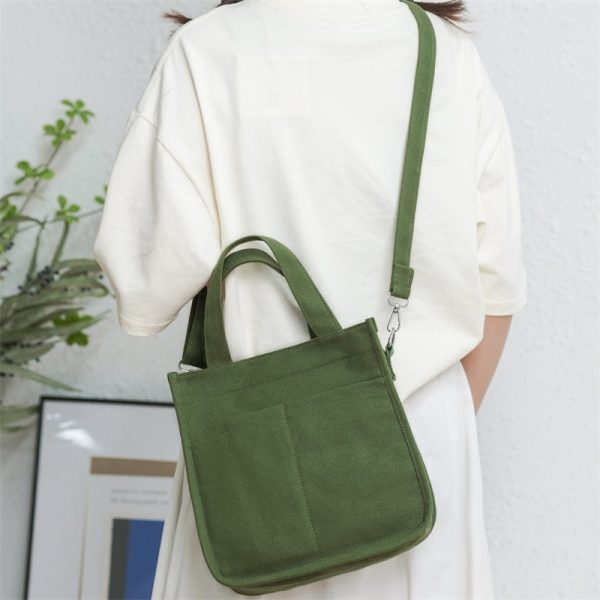 Large-capacity canvas bag with trendy ins-style design practical for commuting mommy bag with multiple compartments - blue