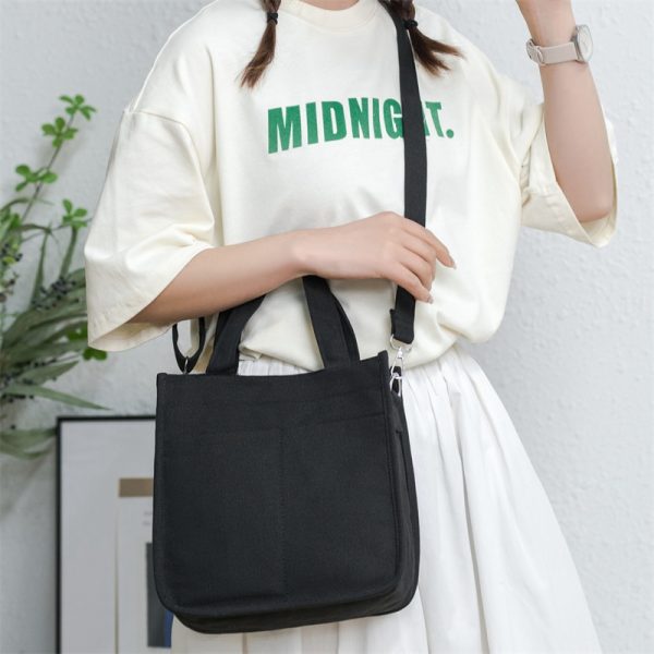 Large-capacity canvas bag with trendy ins-style design practical for commuting mommy bag with multiple compartments - blue