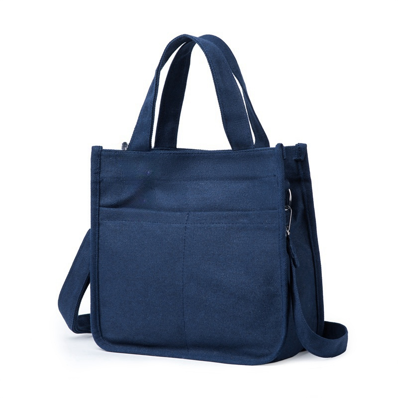 Large-capacity canvas bag with trendy ins-style design practical for commuting mommy bag with multiple compartments - blue - Image 1