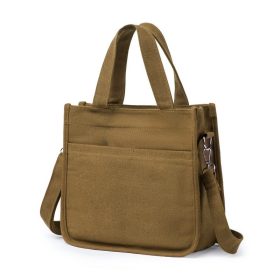 Large-capacity canvas bag with trendy ins-style design practical for commuting mommy bag with multiple compartments - khaki - Image 1