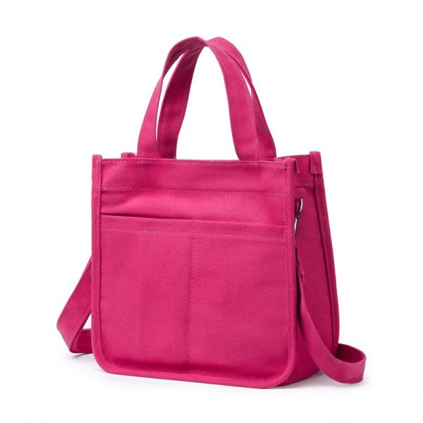 Large-capacity canvas bag with trendy ins-style design practical for commuting mommy bag with multiple compartments - pink