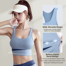 Yoga Bra Gathered Shockproof Anti-Sagging Sports Underwear Suitable Fitness Running - Purple - Image 4