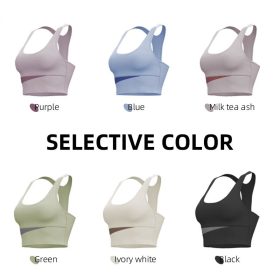 Yoga Bra Gathered Shockproof Anti-Sagging Sports Underwear Suitable Fitness Running - Purple - Image 3