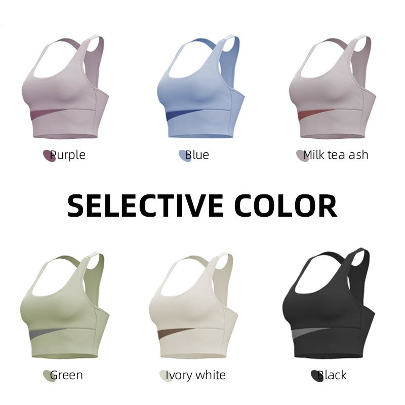 Yoga Bra Gathered Shockproof Anti-Sagging Sports Underwear Suitable Fitness Running - Purple - Image 3