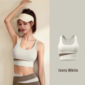 Yoga Bra Gathered Shockproof Anti-Sagging Sports Underwear Suitable Fitness Running - Ivory White