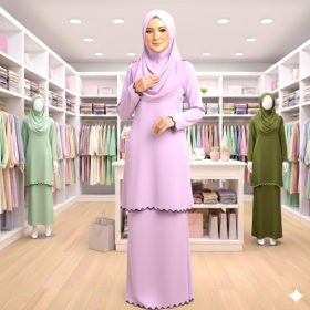 Sulam Baju Kurung Raya Collection Cey Ironless - Purple Lilac - Image 1