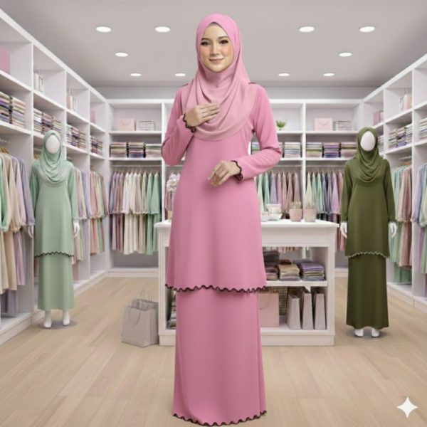 Sulam Baju Kurung Raya Collection Cey Ironless - Pink
