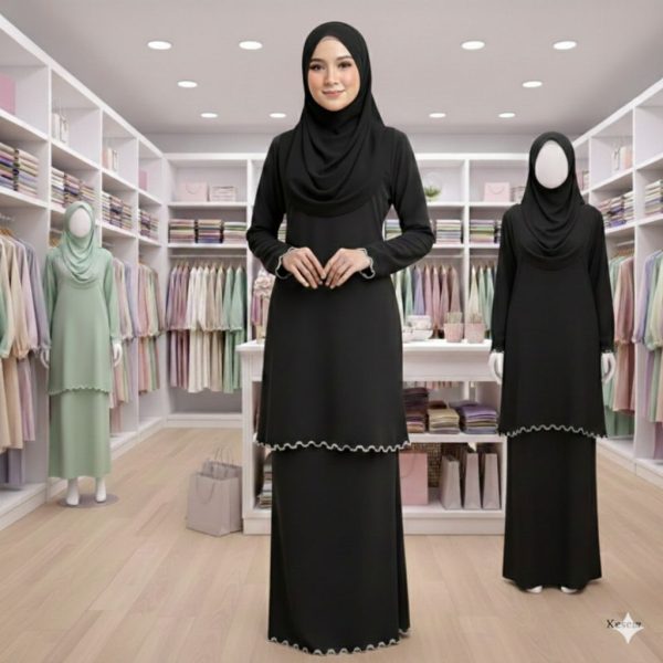 Sulam Baju Kurung Raya Collection Cey Ironless - Black