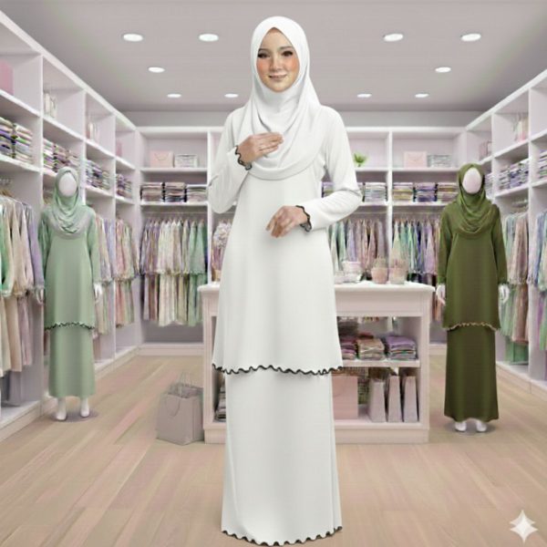 Sulam Baju Kurung Raya Collection Cey Ironless - White