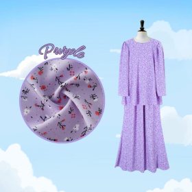 Set Pakaian Wanita Harian Elegan Kombo Baju + Skirt Muslimah Ironless - Purple