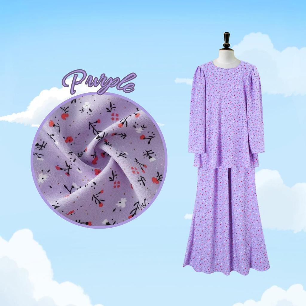 Set Pakaian Wanita Harian Elegan Kombo Baju + Skirt Muslimah Ironless - Purple - Image 1