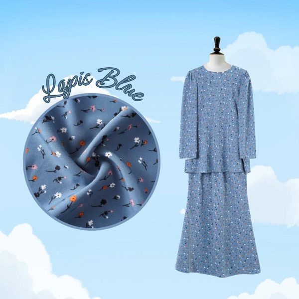 Set Pakaian Wanita Harian Elegan Kombo Baju + Skirt Muslimah Ironless - Blue