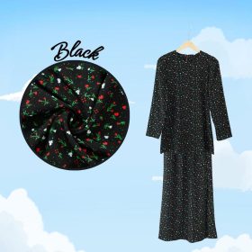 Set Pakaian Wanita Harian Elegan Kombo Baju + Skirt Muslimah Ironless - Black