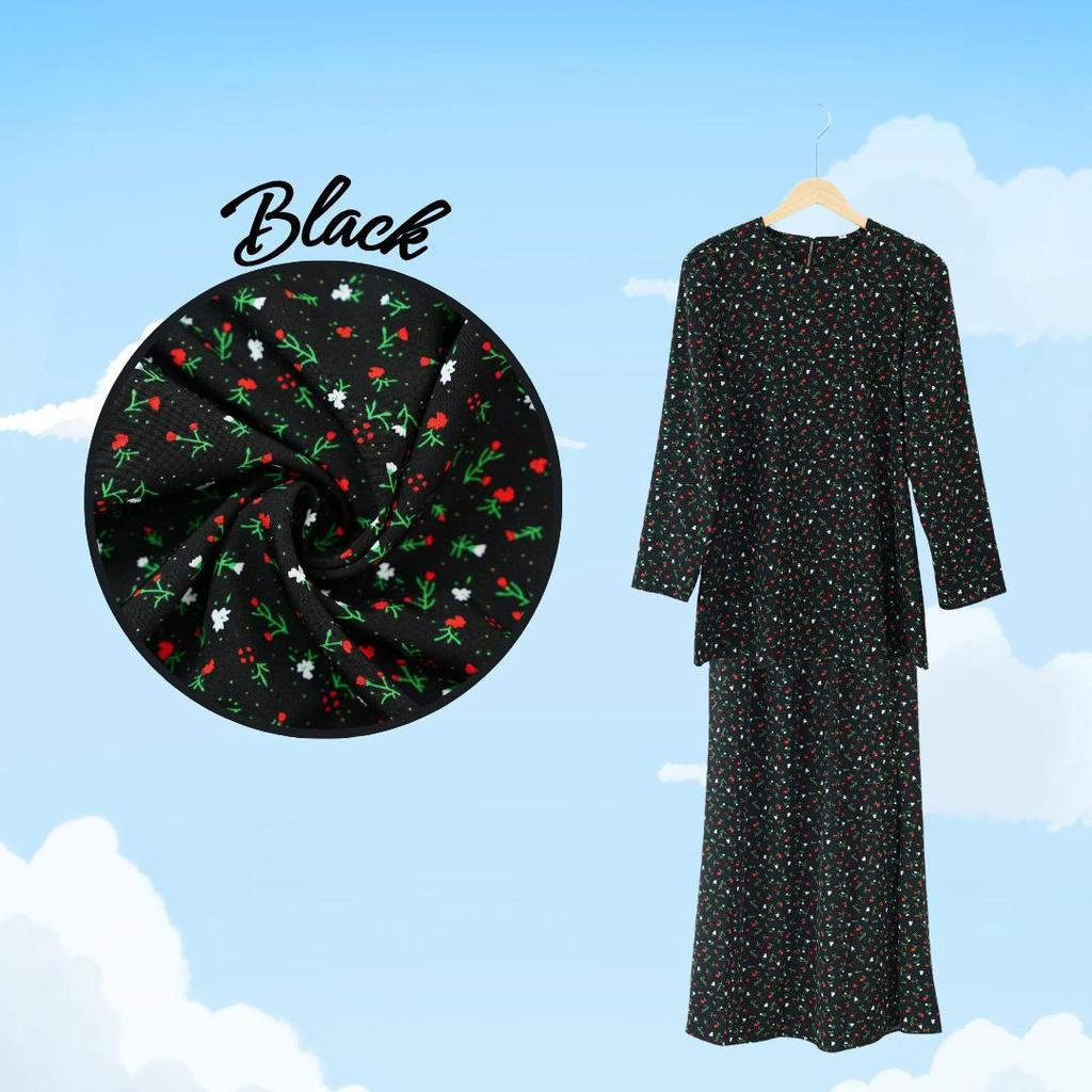 Set Pakaian Wanita Harian Elegan Kombo Baju + Skirt Muslimah Ironless - Black - Image 1