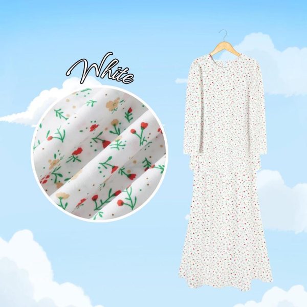 Set Pakaian Wanita Harian Elegan Kombo Baju + Skirt Muslimah Ironless - White