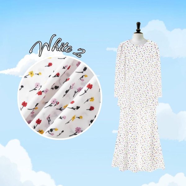 Set Pakaian Wanita Harian Elegan Kombo Baju + Skirt Muslimah Ironless - White 2