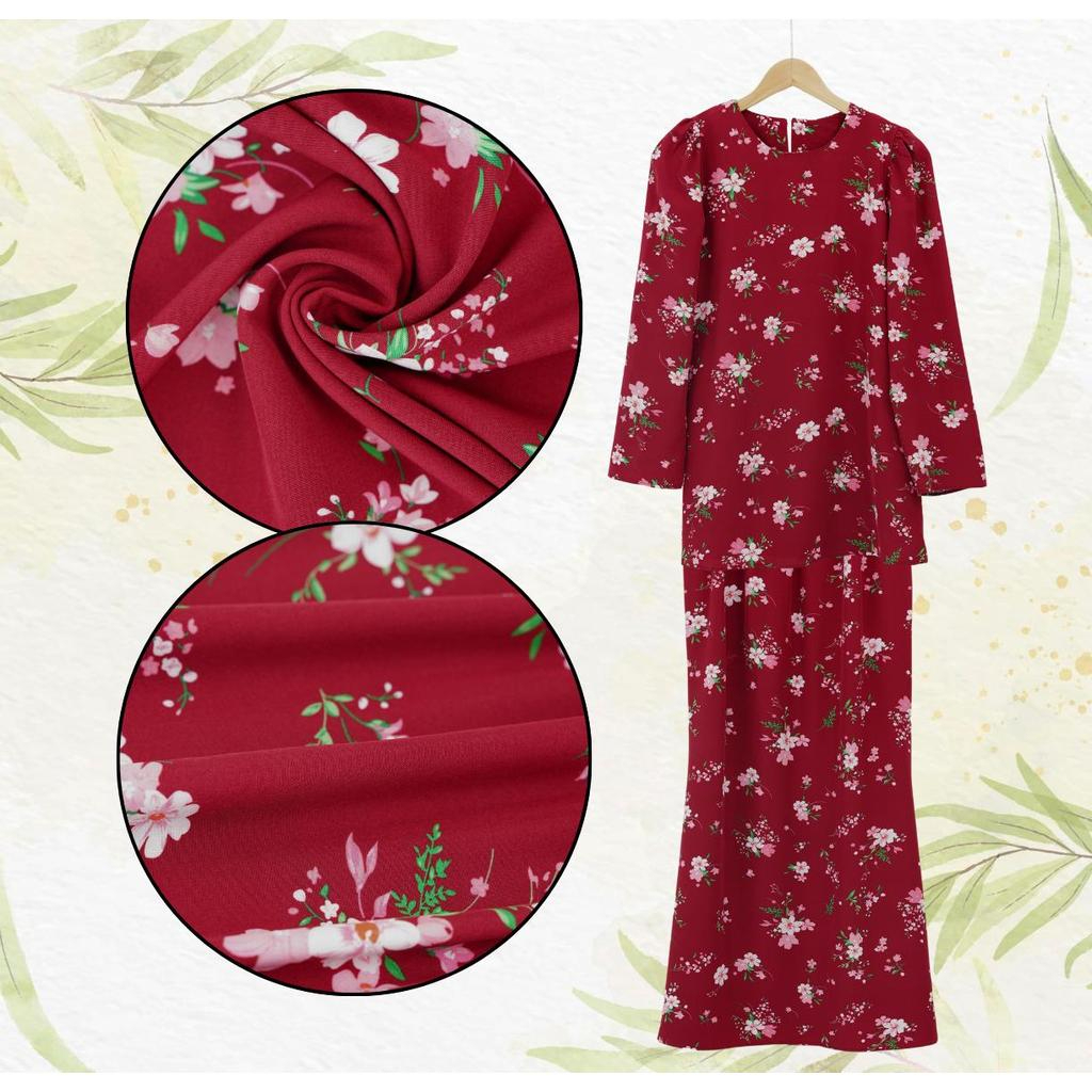 Set Pakaian Wanita Kombo Baju + Skirt Muslimah Ironless - Maroon - Image 1