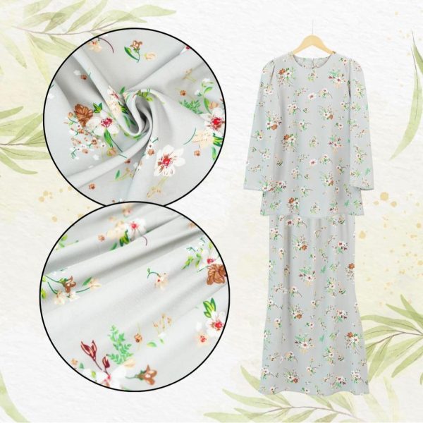 Set Pakaian Wanita Kombo Baju + Skirt Muslimah Ironless - Grey