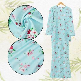 Set Pakaian Wanita Kombo Baju + Skirt Muslimah Ironless - Light Blue