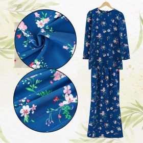 Set Pakaian Wanita Kombo Baju + Skirt Muslimah Ironless - Dark Blue