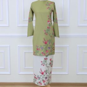 Baju Kurung Set Wanita printing baju raya 2026 Kurung Riau - Pistachio