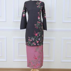 Baju Kurung Set Wanita printing baju raya 2026 Kurung Riau - Coffee
