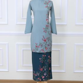 Baju Kurung Set Wanita printing baju raya 2026 Kurung Riau - Mint Blue